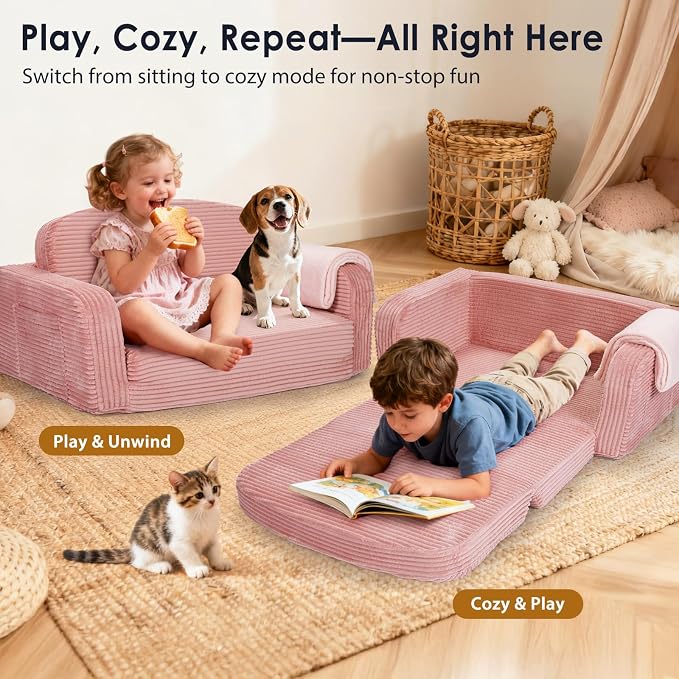 Foryoomi Extra Wide 2 in 1 Convertible Toddler Kids Couch - Image 6
