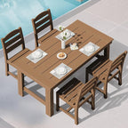 SERWALL Outdoor Dining Table Set, 67‘’ HDPE Patio Dining Set by SERWALL