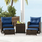 Tangkula 5 Pieces Patio Conversation Set, PE Wicker Rattan Outdoor Furniture Set - Image 4