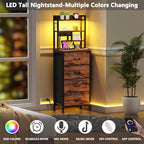 Furnulem Night Stand Set 2, LED Nightstand - Image 4
