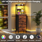 Furnulem Tall Night Stand, LED Nightstand - Image 4