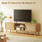 SUPERJARE Boho TV Stand for 75 Inch TV, Entertainment Center - Image 2