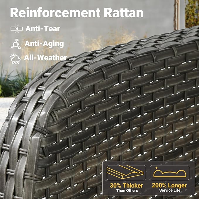 ovios 3-Piece Patio Furniture Set, Outdoor Wicker Sofa - Image 3