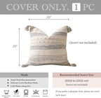 Gray Boho Decorative Throw Pillow Cover 20x20 Square Farmhouse Accent Cushion - Image 4