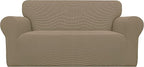 Easy-Going Stretch Oversized Loveseat Couch Covers Washable Tan | 1-Piece Large by Easy-Going