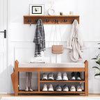 PETKABOO 39.4" Shoe Bench with Coat Rack Hidden Drawer and Side Holder - Image 7