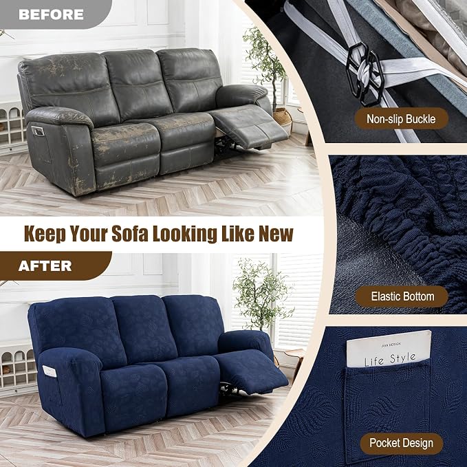 Gennia Recliner Sofa Covers 5 Pieces, Waterproof Sectional Couch Cover Stretch - Image 5