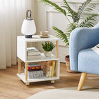 Aibiju Wooden Night Stand with Open Shelf, Nightstand with Wheels, S-Shaped Bed - Image 2