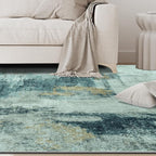 5x8 Area Rugs for Living Room Washable Bedroom Dining Room Teal Grey Gold | - Image 9