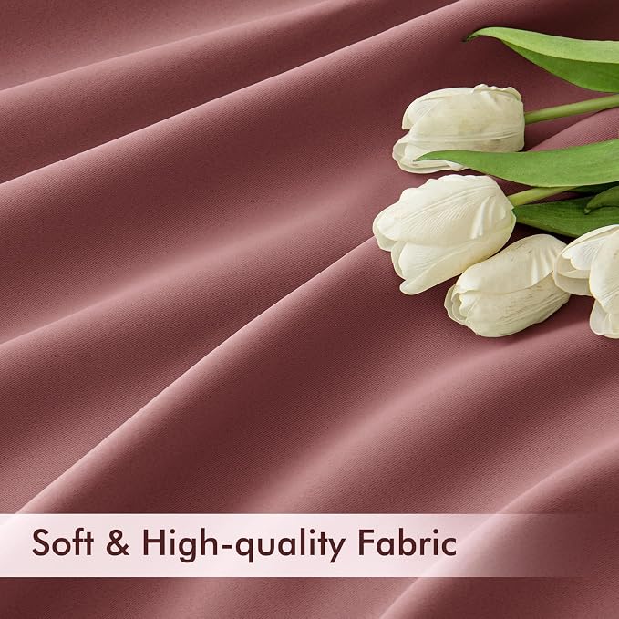 MIULEE Dusty Rose Back Tab Blackout Curtains 52x108 Inch Long 2 Panels Set | - Image 6