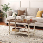 Function Home Farmhouse Coffee Table, 2-Tier Center Table - Image 6