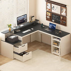 YOMILUVE 63" Farmhouse L Shaped Executive Desk - Image 9