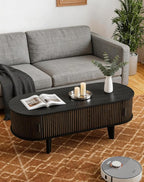 Oval Coffee Table with Storage, 47.2" Fluted Lift Top Coffee Table with 180° - Image 6