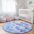 Rainbow Round Area Rugs 5ft, Soft Bedroom Circle Rug Mats - Image 7