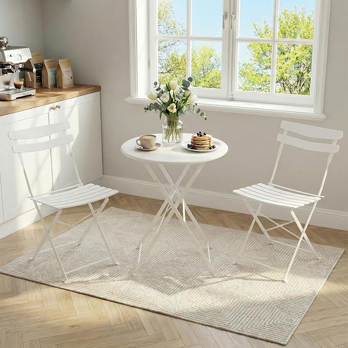 GarveeLife 3 Piece Patio Bistro Set, Folding Patio Bistro Table and Chairs Set - Image 3