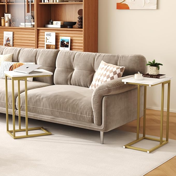 Function Home C Shaped End Table, Small Side Tables - Image 2