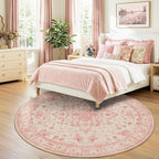 RELEANY Washable Area Rug, Round 8ft, Water Repellent, Pet Friendly, Vintage - Image 3