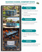 SERWALL Patio Dining Set with 15FT Double Side Umbrella, Outdoor Dining Sets - Image 8