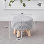 Wimarsbon Small Ottomans, 100% Hand Knitted Pouf Ottoman, Round Footrest - Image 3