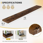 Acovy 72 Inch Floating Shelves, 9.3" Deep Floating Shelf Wall Mounted, Rustic - Image 3