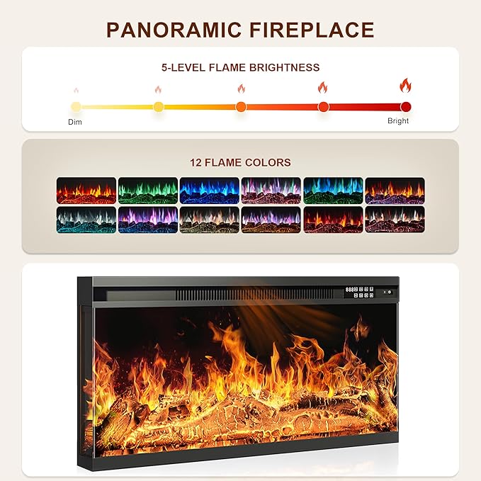 MXV 70" Fireplace TV Stand, 3-Sided Glass Fireplace and Modern Entertainment - Image 5