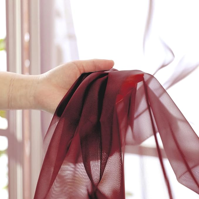 Burgundy Sheer Curtains - Image 5