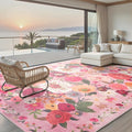Pink Washable Area Rug 10x14 for Living Room Bedroom | Low Pile; Non Slip; by WelcometoBabovid