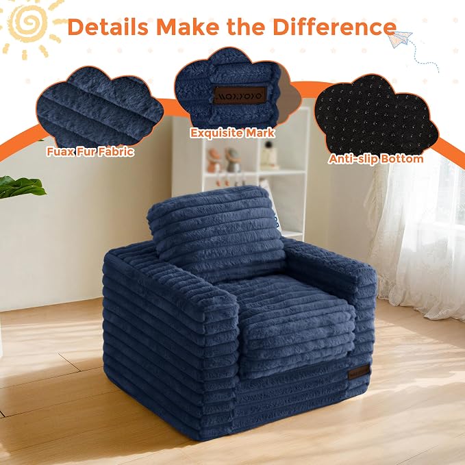 MAXYOYO Kids Bean Bag Chair, Comfy Faux Fur Bean Bag Sofa - Image 3