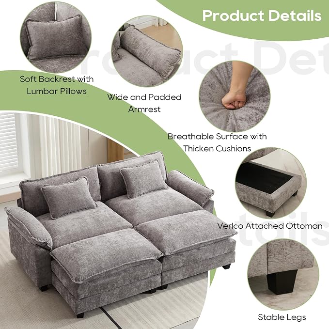Oprisen 86" Modular Sectional Sofa, Comfy Cloud Couch Sectional Sofa - Image 6
