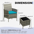 GarveeLife 3 Piece Patio Furniture Set, Rattan Outdoor Furniture - Image 2