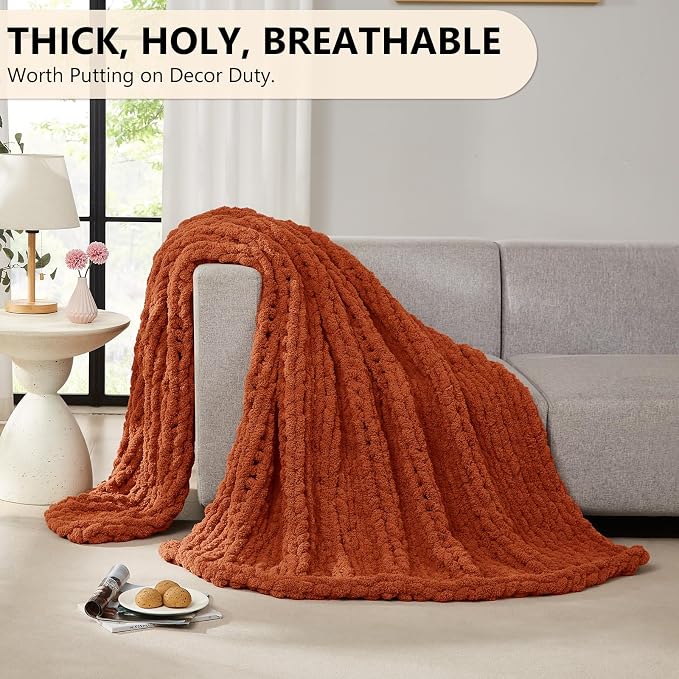 L'AGRATY Chunky Knit Throw Blanket - Image 5