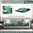 CALBODE 8 Pcs Stretch Outdoor Seat Cushion Covers, Monstera | Washable - Image 2