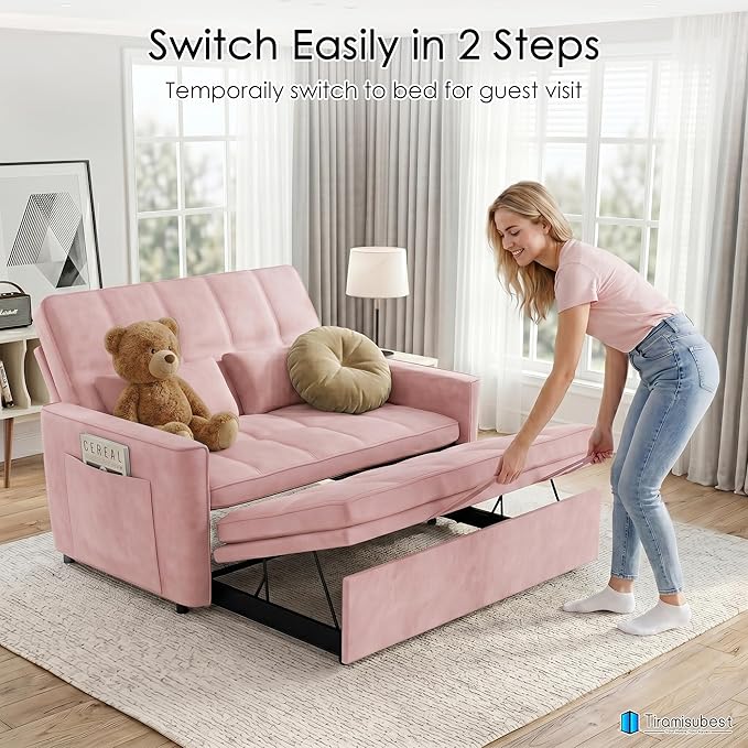 54'' Sleeper Sofa Bed, Convertible Pull Out Couch Futon - Image 7