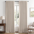 MIULEE 100% Blackout Linen Curtains 42 x 96 Inch Natural 2 Panels | Thermal by MIULEE