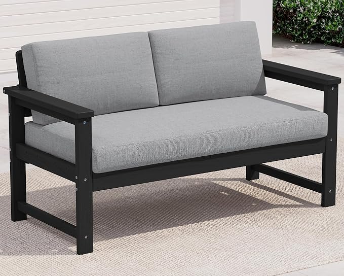 SERWALL Black HDPE Outdoor Loveseat by SERWALL