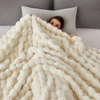 COOVA Faux Fur Throw Blanket for Couch, Cozy Soft and Fuzzy Plush Rabbit Fur - Image 3