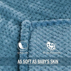 Exclusivo Mezcla Soft Waffle Fleece Bed Blanket Twin Size, Slate Blue | - Image 8