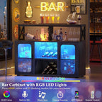 Aheaplus Bar Cabinet with Power Outlets, Liquor Cabinet with Led Lights and - Image 5