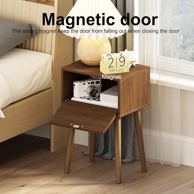 LAATOOREE Nightstands Set of 2, Small Fluted Side Table, Bedside Table - Image 4
