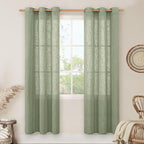 Linen Curtains for Living Room 80 Inch Length, Bronze Grommet Light Filtering by LAMIT