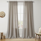 Grey Beige Curtains 90 Inches Long by Nanspring