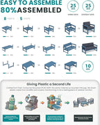 SERWALL Blue HDPE Outdoor Loveseat - Image 7