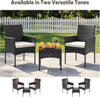 DUMOS 3 Piece Patio Furniture Set, All-Weather Outdoor Wicker Chairs - Image 4