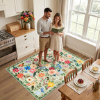 PLHXFR Area Rug Living Room: 3x5 Floral Washable Boho Soft Carpet Green | - Image 3