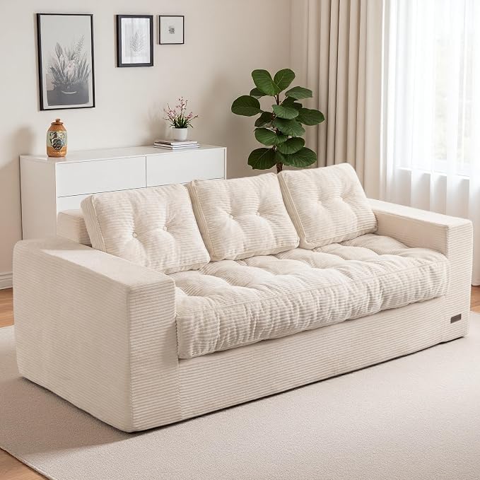 MAXYOYO Oversized Loveseat Sofa Couch, Upholstered Bean Bag Chair Cloud 3-Seat by MAXYOYO
