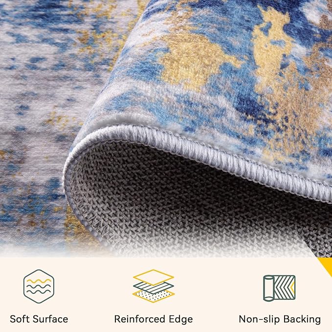 RELEANY Washable Runner 2'6"x8' Abstract Area Rug - Image 3