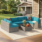 May in Color 7 Pieces Wicker Outdoor Patio Furniture Set, Patio Sectional Sofa by MayinColor