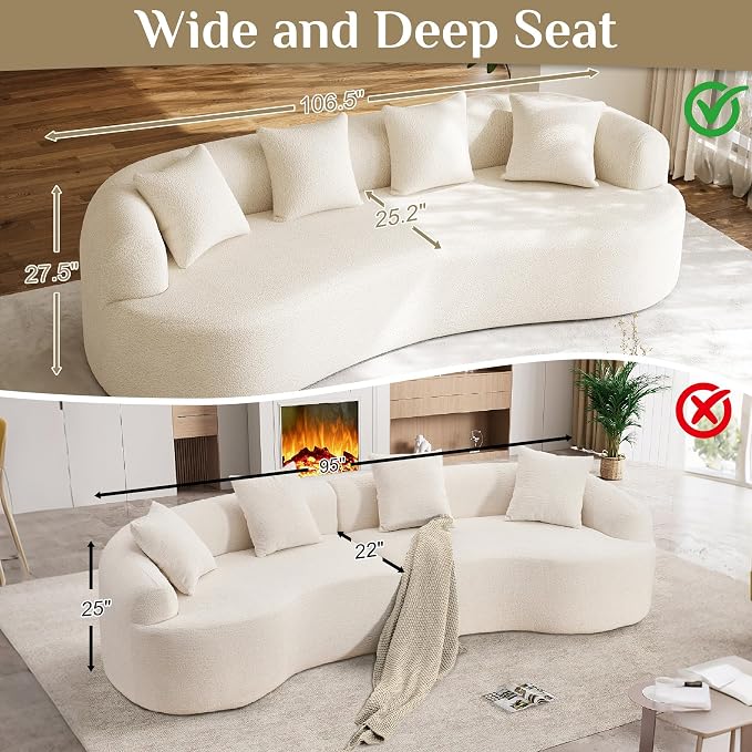 Oversized Sectional Sofa for Living Room, Modern Luxury Plush Chenille 4-Seater - Image 5