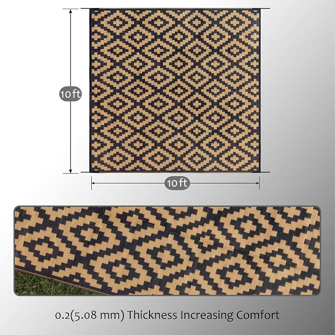 SAND MINE Reversible Mats, Plastic Straw Rug, Modern Area Rug, Large Floor Mat - Image 2