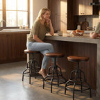 Industrial Vintage Counter Stool, Kitchen Counter Height Adjustable Swivel Chair - Image 9
